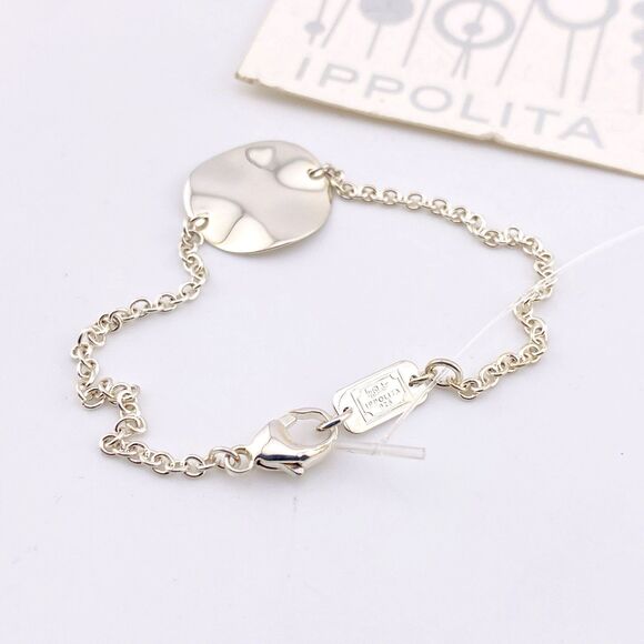 Designer Ippolita Sterling Silver Circle Wavy Disk Chain Link Bracelet 6.75" NWO - Picture 2 of 5